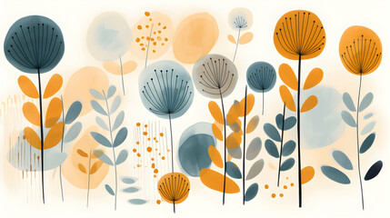 colorful plant print on a white background, greeting card, in the style of earthy organic shapes, ro