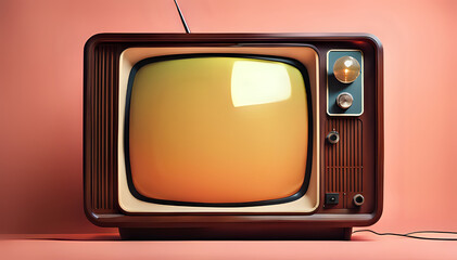 Abstract background with classic vintage tv, retro style old television