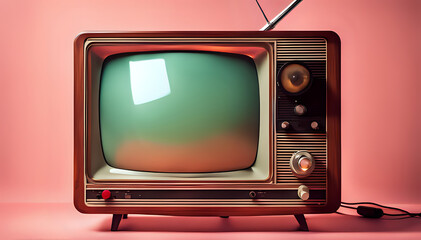 Abstract background with classic vintage tv, retro style old television