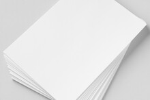 Cv, Resume, Letterhead, Invoice Mockup. Stack Of A4 Papers On A Grey Background.