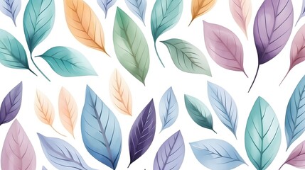 Wall Mural - Multicolor watercolor leaves seamless pattern