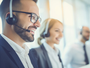 Wall Mural - team working in a call center