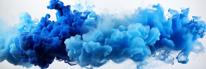 Abstract blue smoke explosion border isolated on transparent background. High quality photo