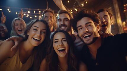 Group of happy friends at a party