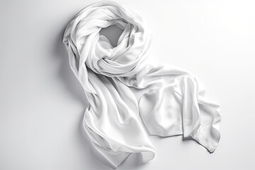 Wall Mural - White soft satin smooth fabric luxury textile on light background. Textile Mockup	
