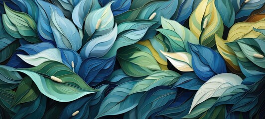 Wall Mural - Leaves of Spathiphyllum 