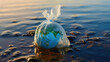 tree in a transparent plastic bag, global warming concept, environment concept, the concept of saving the planet earth. Plastic free world day, save our earth. Plastic Bag Free Day