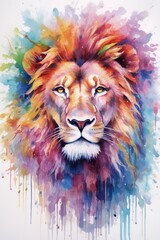  color lion head illustration