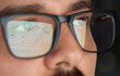 © insta_photos - Business man trader broker analyst investor analyzing stock exchange trade crypto financial market looking at computer screen wearing glasses with stockmarket digital chart reflection, close up view.
