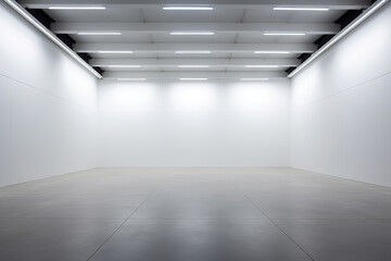 Canvas Print - A large empty room with some lighting and no windows