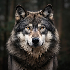  A dominant alpha wolf, showcasing its powerful rule and unstoppable dignity created with Generative Ai