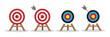 Set of blank targets and with arrows isolated on white background. Design for icons, shooting, archery or business goal targets. Vector illustration. EPS10