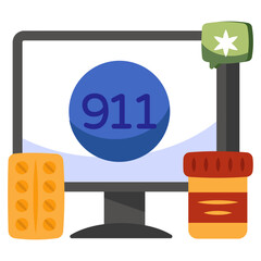 Canvas Print - Perfect design icon of mobile 911 call 

