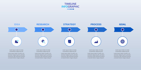 Aufkleber - Infographic template for business. Modern Timeline infograph with 5 steps.