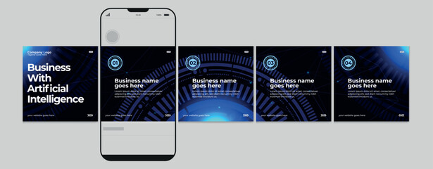 Wall Mural - set of linkedin carousel post, editable social media instagram carousel post, modern and creative bu