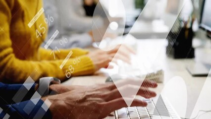 Poster - Animation of financial data processing over diverse business people in office