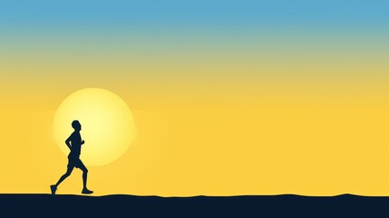 Wall Mural -  a silhouette of a person running on a hill with the sun setting in the background and the silhouette of a person running on a hill with the sun setting in the.