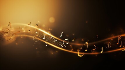 Wall Mural - a music note with musical notes coming out of the top of it and a yellow light coming out of the bot