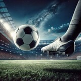 Fototapeta Sport - Images of football such as a ball, blocking a goal stadium and football and everything related to the sport of football