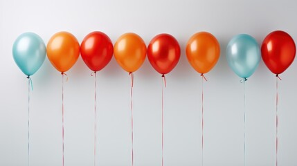Canvas Print -  a row of balloons with red, orange, and blue balloons attached to the strings of the balloons on the string are in the shape of a rectangle in the shape of a rectangle.