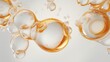Elegant golden bubbles in a liquid medium, ideal for luxury skincare or high-end beverage branding.