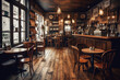 © Hype2Art - Cozy vintage cafe or pub interior with wood furniture, bar counter