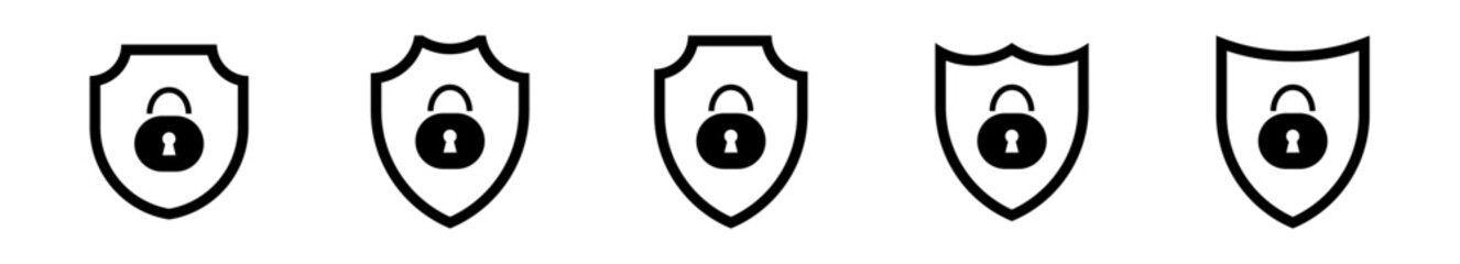 Poster - Padlock shield encryption icon. Lock closed vector symbol.