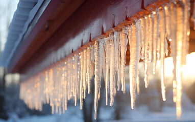 Canvas Print - icicles hanging from a roof