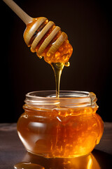 Poster - honey in a jar and spoon