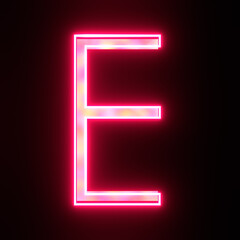 Poster - Neon alphabet letter e on black background for education concept