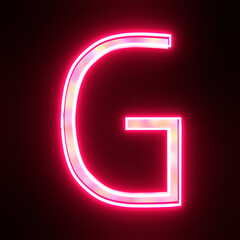 Poster - Neon alphabet letter g on black background for education concept