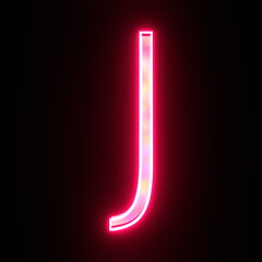 Poster - Neon alphabet letter j on black background for education concept
