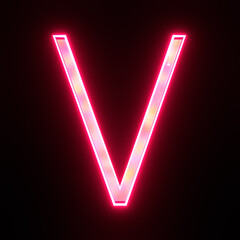 Poster - Neon alphabet letter v on black background for education concept