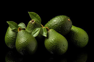 Wall Mural - Avocado isolated on black background