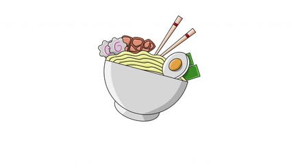 Sticker - Animated video of the typical Japanese food ramen noodle icon