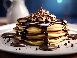 Poster - pancakes  with chocolate