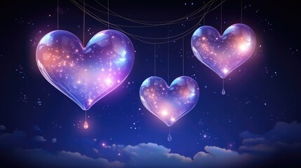 Wall Mural - galaxy cosmic heart background. bright stars night sky, romantic magic night, love and valentine’s d