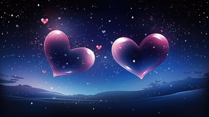 Wall Mural - galaxy cosmic heart background. bright stars night sky, romantic magic night, love and valentine’s d