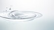  a drop of water falling into a bowl of water with a droplet of water on the side of the bowl.