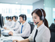 © Instacraft.Studio - Happy Asian call center worker with headphones working in the office