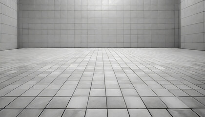 Wall Mural - white tile floor background in perspective view or white rectangle mosaic tiles texture background