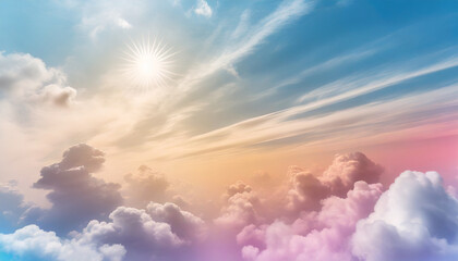 Wall Mural - sun and cloud background with a pastel colored