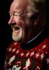 Wall Mural - Man wearing an ugly Christmas sweater