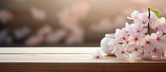 Canvas Print - tranquil spa, a wooden table adorned with a beautiful white flower arrangement created a stunning background for the soothing space. As gentle hands placed an ice-cold natural plant mask on the skin