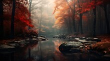 Autumn In The Forest River Inside
