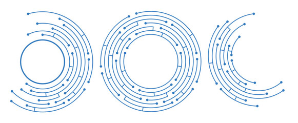 Radial circuit board set. Technology vector design.