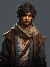 Handsome Young Rogue Fantasy Adventure Character Illustration