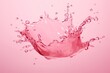  a pink liquid splashing into the air on a pink background with a light pink background and a light pink background.