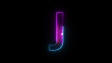 Neon Letter J With Alpha Channel, Neon Alphabet For Banner
