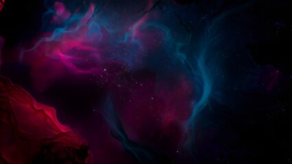 Wall Mural - Red blue dark galaxy nebulae and stars in space. Alien mystical shining nebula in shiny starry night. artistic concept 3D illustration backdrop for space exploration and science fiction.